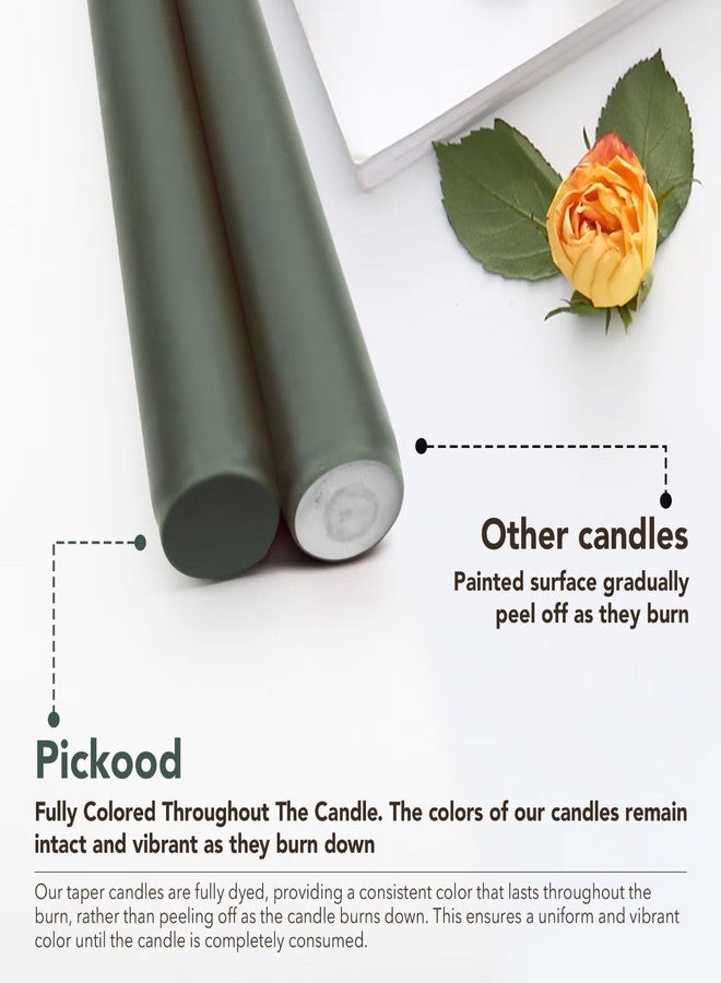 Pickood 12-Inch Tall Unscented Dripless Taper Candles Bulk 30 Pack - Dark Green Taper Candles Bulk, Perfect for Wedding 8-10 Hour Long Burning - Colored Candlesticks Bulk - Dark Green - Image 3